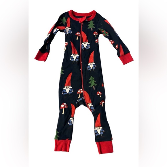 Gnome Print Kids One Piece Pajama - Black and Red - Picture 1 of 3